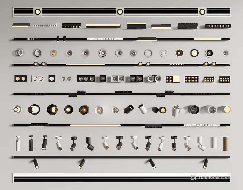 Various Styles of Downlights and Spotlights for Home and Office Lighting 3d model 