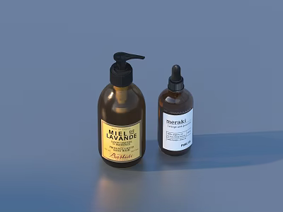 Daily Personal Care Products Brown Bottles With Pump Dispenser Body Lotion And Dropper Firming Oil 3d model
