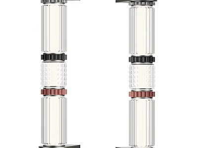Modern Transparent Column Floor Lamp With Black Red Decorative Rings And Glass Base 3d model