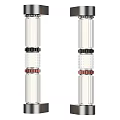Modern Transparent Column Floor Lamp With Black Red Decorative Rings And Glass Base