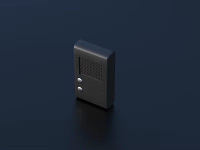 Black Compact Electronic Device With Button And Grid Design On Dark Surface 3d model