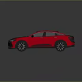 Red and Black Modern Car with Streamlined Body Black Roof and Alloy Wheels
