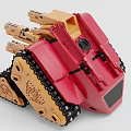 Industrial Equipment With Tracked Base And Multi Arm Mechanical Structure In Gold Red