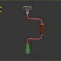 Mechanical Component With Metal Curved Rod Red Top Knob And Handle Connector