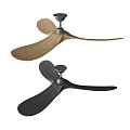 Modern Stylish Ceiling Fan With Wooden And Black Blades For Interior Decoration