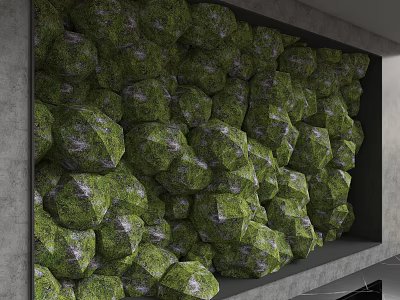 Irregular Green Stone Textured Background Wall For Interior Design 3d model