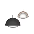 Modern Hemispherical Pendant Lights With Two Tone Metal Frames Illuminated In Gray Background 3d model