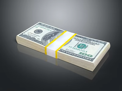 Decorative Ornament Set Featuring Dollar Bill Design Decor With Yellow Tape Binding Details 3d model