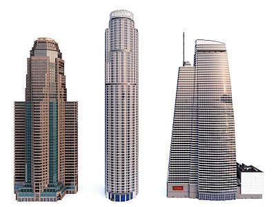 Modern Office Buildings With Glass Facades And High Rise Architectural Design 3d model