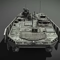 Modern Military Armored Tank With Camouflage Exterior Protective Rails And Equipment