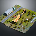 Miniature Scenic Landscape With Road Building Trees Rocks And Greenery