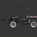 Black UTV With Roof Rack Front Fork Attachment And Off Road Tires