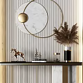 Elegant Modern Console Table With Gold Accents Marble Top And Decorative Pieces