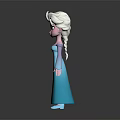 Elsa Game Movie Character With White Hair Blue Dress Cartoon Style Standing Pose And Reflection
