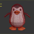 Geometric Penguin Toy With Dark Blue Head White Body Orange Beak Feet And Gray Background