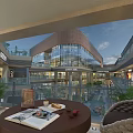 Modern Shopping Mall Atrium Interior With Glass Facade Multiple Floors And Seating Areas