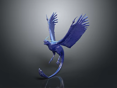 Blue Winged Mythical Creature Game and Film Character With Luminous Halo And Ornate Design 3d model