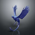 Blue Winged Mythical Creature Game and Film Character With Luminous Halo And Ornate Design