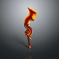 Fantasy Style Axe With Orange Red Flame Like Design And Ornate Spiral Patterns