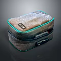 DOOMIN Gray Storage Bag With Blue Trim Zipper And Mesh Pocket For Travel Accessories