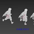 Game and Movie Character With Skeleton Animation White Hair Red Outfit Dynamic Pose