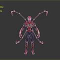 Spider Man Character In Red And Blue Suit With Mechanical Arms
