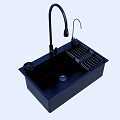 Modern Black Kitchen Sink with High Arc Faucet and Integrated Drying Rack