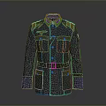 Blue Uniform Coat With Stand Collar Belt And Multiple Pockets Daily Clothing Essentials