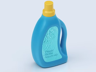 Blue Plastic Laundry Detergent Bottle with Yellow Cap for Daily Washing 3d model