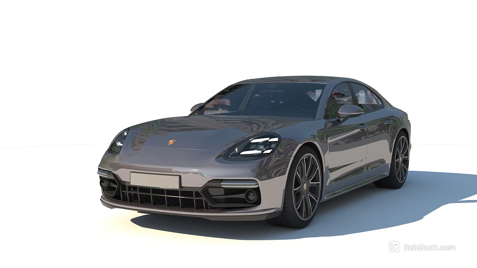 Gray Porsche Panamera Luxury Sports Sedan With Sleek Design And Alloy Wheels 3d model 
