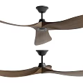 Modern Ceiling Fan With Walnut Wooden Blades And Black Metal Base