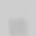 Modern Cube Shaped Chandelier With Intricate Metal Grid Frame Design