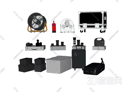 Projection Monitoring System Including Various Equipment Cases Components and Accessories 3d model