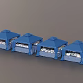 Blue Tent Stalls Arranged in a Row with Items Displayed 3d model