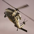 Military Helicopter Taking Off From Dusty Ground With Rotors Spinning