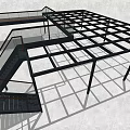 Industrial Metal Structure With Support Columns Stairs And Concrete Floor