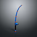 Blue And Orange Fishing Rod With Reel As Portable Household Item For Outdoor Activities 3d model