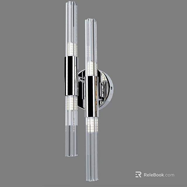 Modern Sleek Chrome Wall Lamp With Vertical Glass Tubes And Contemporary Lighting Design 3d model 