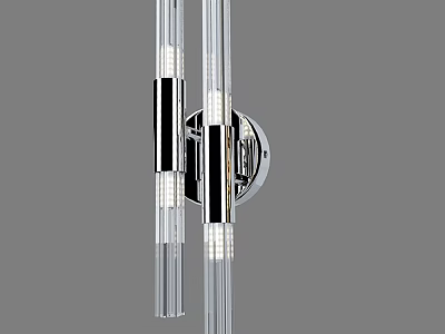 Modern Sleek Chrome Wall Lamp With Vertical Glass Tubes And Contemporary Lighting Design 3d model