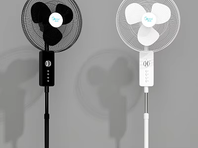 Black and White Stand Air Cooler Fan with Modern Design for Home Use 3d model