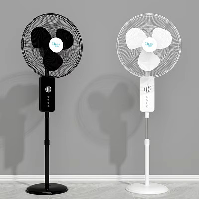 Black and White Stand Air Cooler Fan with Modern Design for Home Use 3d model