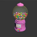 Pink Commercial Candy Machine With Transparent Globe Colorful Gumballs And Dispenser Knob