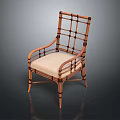 Natural Rattan Weave Leisure Chair With Wooden Frame And Light Colored Cushion