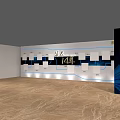Exhibition Hall Layout With White Round Tables Chairs And Blue Light Displays