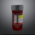 Red Capsule Shaped Food Snack in Transparent Bottle with White Label