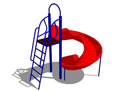 Outdoor Playground Equipment with Red Spiral Slide Blue Ladder and Platform 3d model