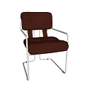 Brown Leather Accent Chair With Button Tufted Backrest Modern Metal Frame Design