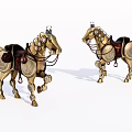 Golden Reptile Shaped Metal Decorative Figurines With Ornate Saddles And Details