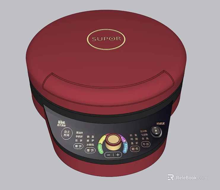 Red SUPOR Electric Rice Cooker With Digital Control Panel And Multifunctional Buttons 3d model