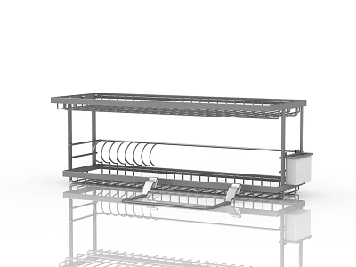 Stainless Steel Kitchen Rack With Multi Layer Storage For Dishes And Utensils 3d model